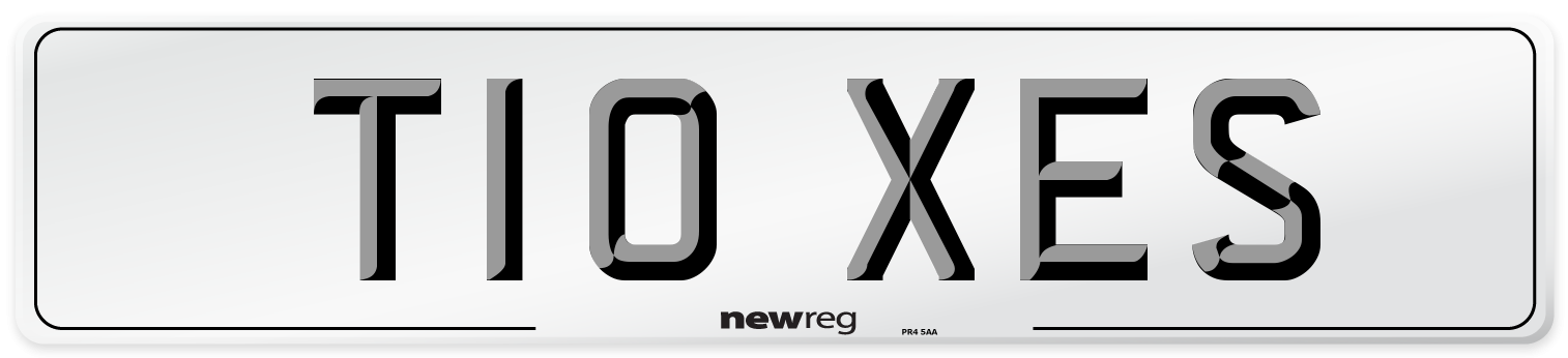 T10 XES Number Plate from New Reg